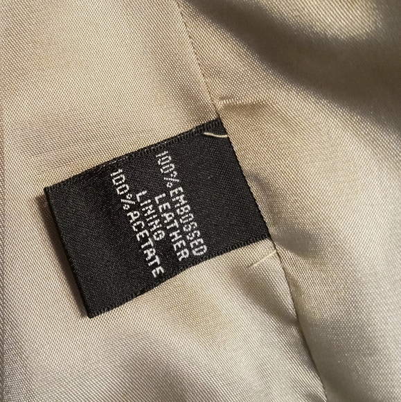 Linda Allard Ellen Tracy Womens Size 6 Tan Beige Embossed Leather Zip Ja… - Picture 5 of 8